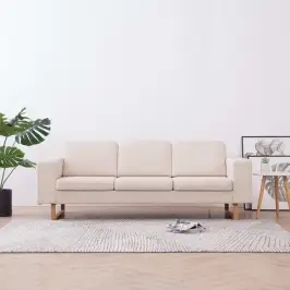 Trīsvietīgs Dīvāns, Krēmkrāsas Audums Vidaxl Trīsvietīgs Dīvāns, Krēmkrāsas Audums Vidaxl