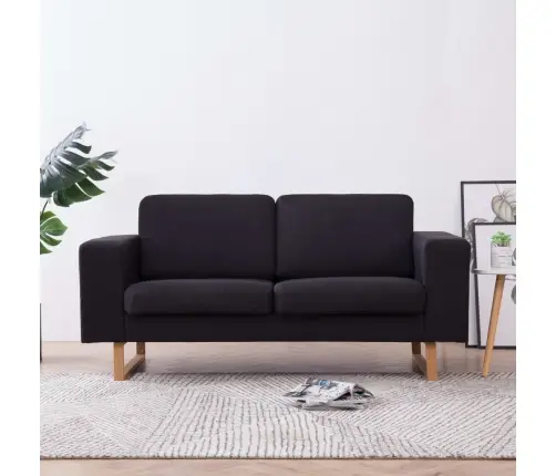 Divvietīgs Dīvāns, Melns Audums Vidaxl
