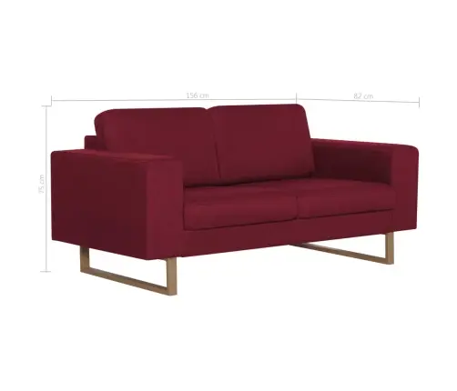 Dvivietė Sofa, Vyno Raudonos Spalvos, Audinys