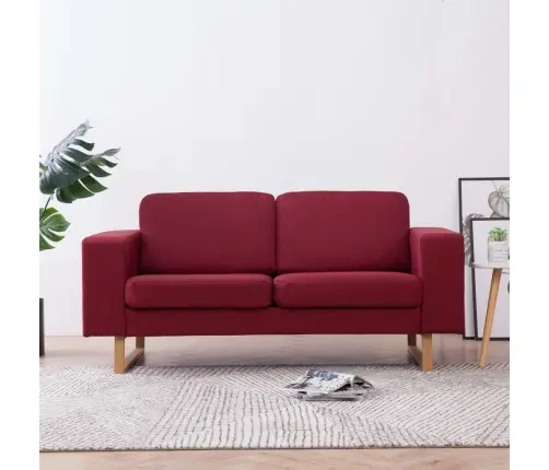 Dvivietė Sofa, Vyno Raudonos Spalvos, Audinys