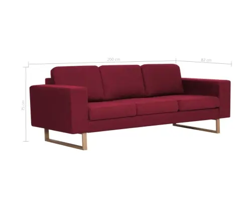 Trivietė Sofa, Vyno Raudonos Spalvos, Audinys