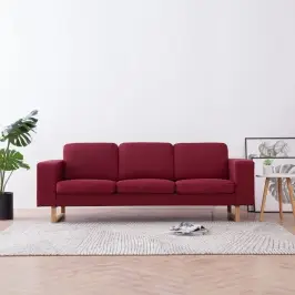 Trivietė Sofa, Vyno Raudonos Spalvos, Audinys