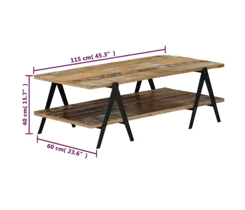 Kavos Staliukas, 115X60X40cm Perdirbtos Medienos Masyvas