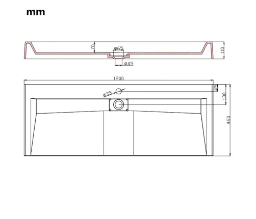 Valamu 120 X 46 X 11 Cm Mineraalvalatis/Marmorvalatis, Valge