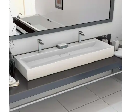 Izlietne, 120X46X11 Cm, Minerālu Un Marmora Materiāls, Balta Vidaxl