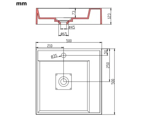Valamu 50 X 50 X 12,3 Cm Mineraalvalatis/Marmorvalatis, Valge