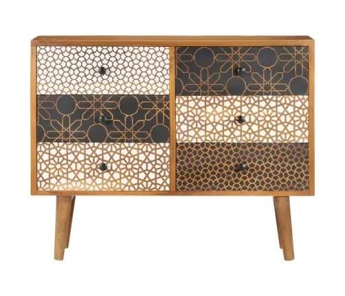 Šoninė Spintelė Su Raštais, 90X30X70cm Mango Medienos Masyvas