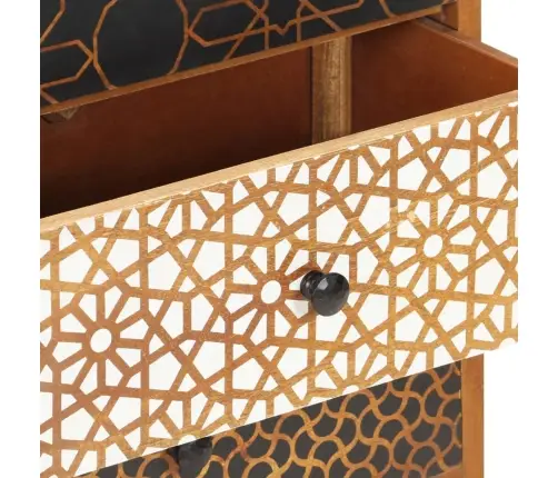 Šoninė Spintelė Su Raštais, 90X30X70cm Mango Medienos Masyvas