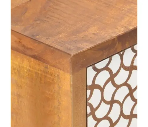 Šoninė Spintelė Su Raštais, 90X30X70cm Mango Medienos Masyvas