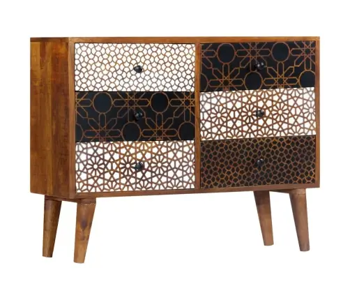 Šoninė Spintelė Su Raštais, 90X30X70cm Mango Medienos Masyvas