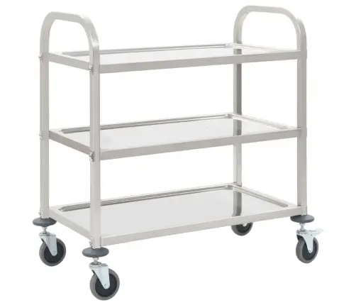 Virtuves Ratiņi, 3 Plaukti, 96,5X55X90 Cm, Nerūsējošs Tērauds Vidaxl