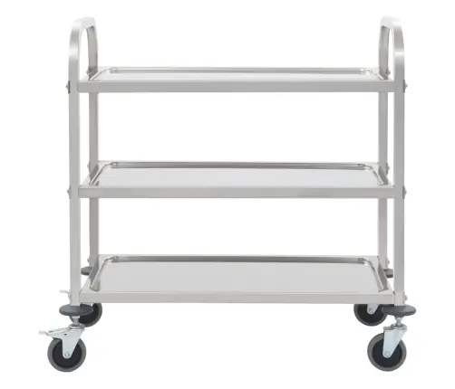 Virtuves Ratiņi, 3 Plaukti, 96,5X55X90 Cm, Nerūsējošs Tērauds Vidaxl