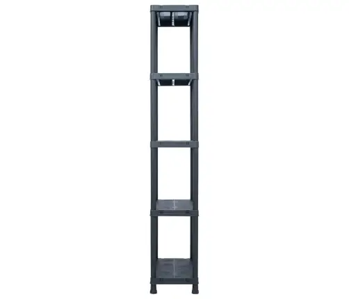 Plaukti, 5 Gab., Melni, 125 Kg, 60X30X180 Cm, Plastmasa Vidaxl