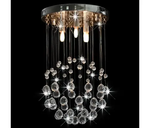 Lustra Ar Kristāla Pērlītēm, Sudraba Krāsā, Sfēriska, 3 X G9 Vidaxl