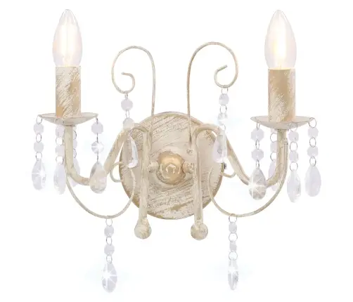 Sienas Lampa Ar Pērlītēm, Antīki Balta, 2 X E14 Spuldzes Vidaxl