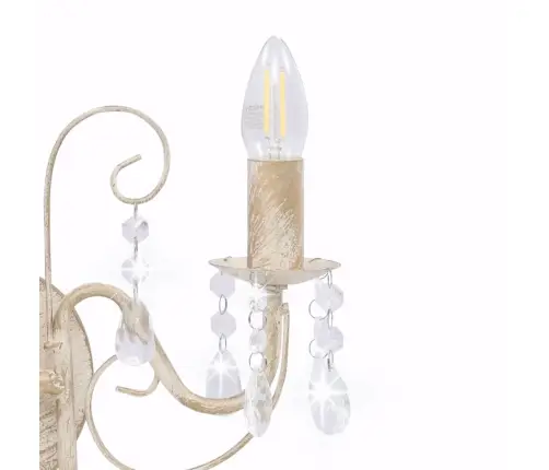 Sienas Lampa Ar Pērlītēm, Antīki Balta, 2 X E14 Spuldzes Vidaxl