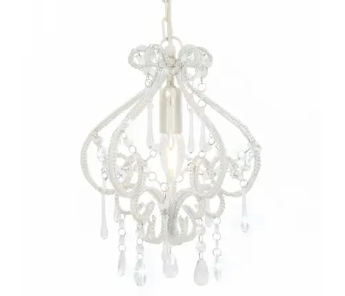 Lustra Ar Pērlītēm, Balta, Apaļa, E14 Vidaxl