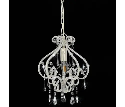 Lustra Ar Pērlītēm, Balta, Apaļa, E14 Vidaxl