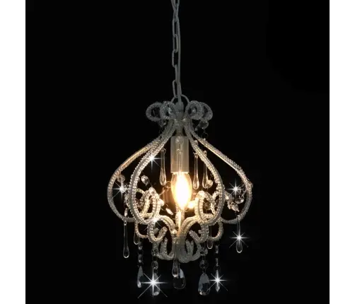 Lustra Ar Pērlītēm, Balta, Apaļa, E14 Vidaxl