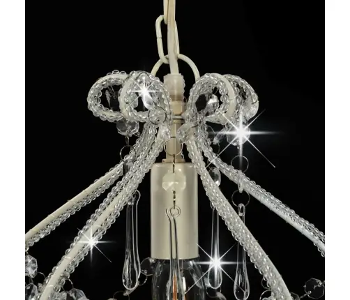 Lustra Ar Pērlītēm, Balta, Apaļa, E14 Vidaxl