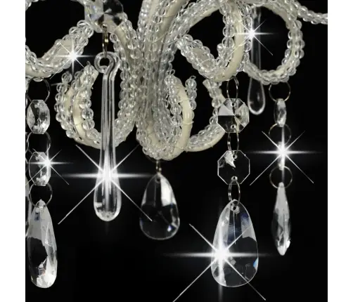 Lustra Ar Pērlītēm, Balta, Apaļa, E14 Vidaxl