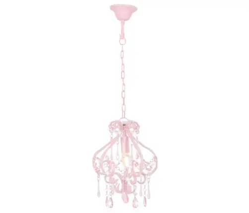 Lustra Ar Pērlītēm, Rozā, Apaļa, E14 Vidaxl