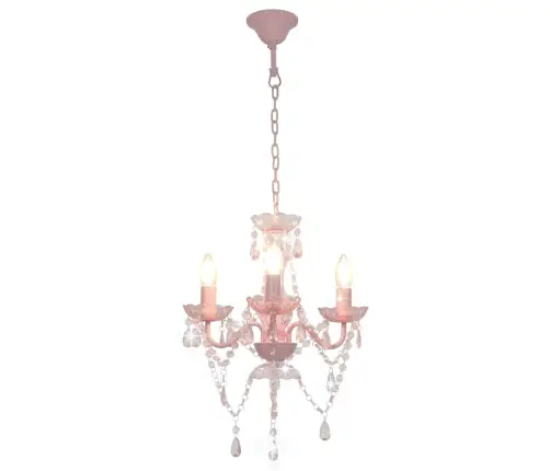 Sietynas Su Karoliukais, Rožinės Sp., 3 X E14 Lemp., Apvalus