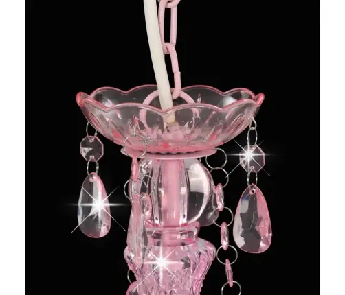 Sietynas Su Karoliukais, Rožinės Sp., 3 X E14 Lemp., Apvalus