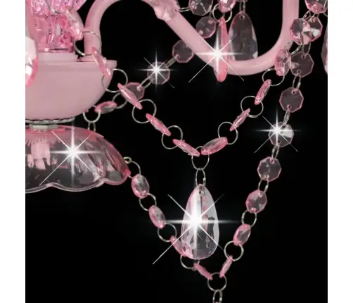 Sietynas Su Karoliukais, Rožinės Sp., 3 X E14 Lemp., Apvalus