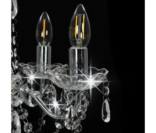 Lühter Kristallhelmestega, Hõbedane, Ümmargune, 5 X E14