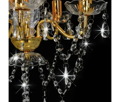 Lühter Kristallhelmestega, Kuldne, Ümmargune, 5 X E14 Pirnidega