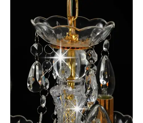 Lühter Kristallhelmestega, Kuldne, Ümmargune, 5 X E14 Pirnidega