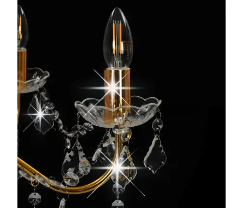 Lustra Ar Kristāla Pērlītēm, Zelta Krāsā, Apaļa, 6 X E14 Vidaxl