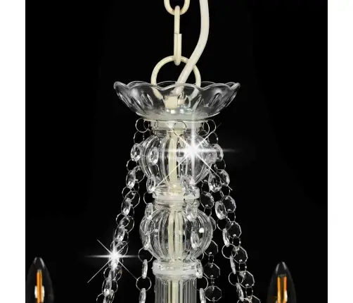 Lustra Ar Pērlītēm, Balta, 8 X E14 Spuldzes Vidaxl