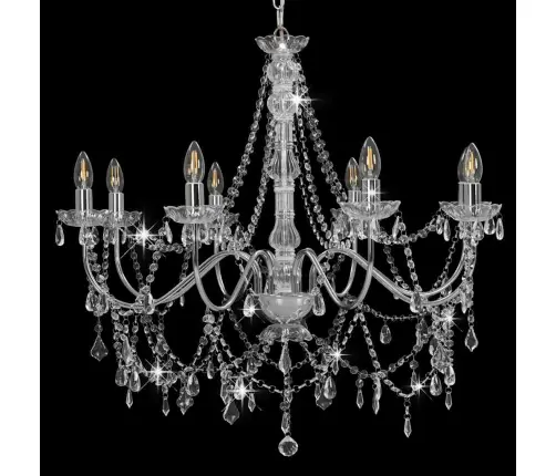 Lustra Ar Pērlītēm, Sudraba Krāsā, 8 X E14 Spuldzes Vidaxl