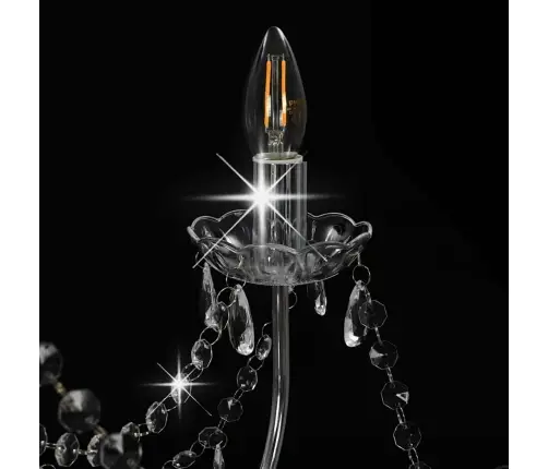 Lustra Ar Pērlītēm, Sudraba Krāsā, 8 X E14 Spuldzes Vidaxl