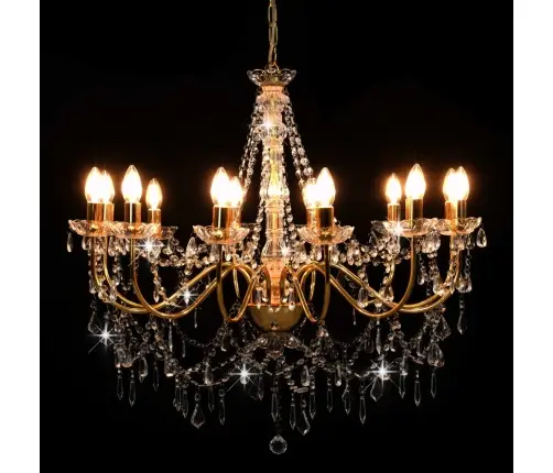 Sietynas Su Karoliukais, Auksinės Spalvos, 12 X E14 Lemputės