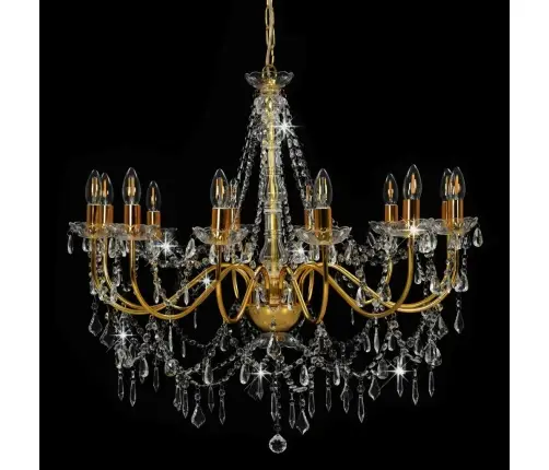 Sietynas Su Karoliukais, Auksinės Spalvos, 12 X E14 Lemputės