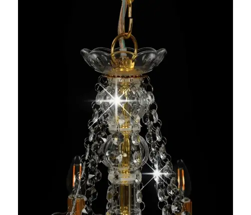 Sietynas Su Karoliukais, Auksinės Spalvos, 12 X E14 Lemputės