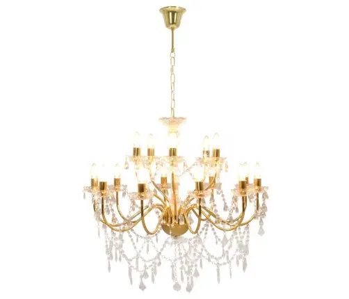 Lustra, 2 Līmeņi, Zelta Krāsā, 15 X E14 Spuldzes Vidaxl