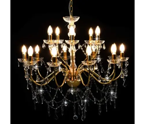 Lustra, 2 Līmeņi, Zelta Krāsā, 15 X E14 Spuldzes Vidaxl