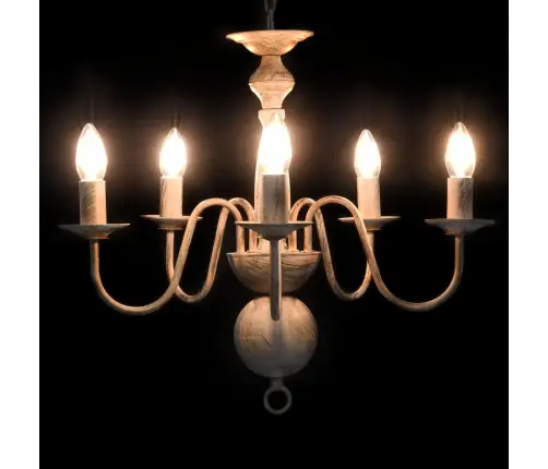 Lustra, Antīki Balta, 5 X E14 Spuldzes Vidaxl