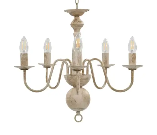 Lustra, Antīki Balta, 5 X E14 Spuldzes Vidaxl