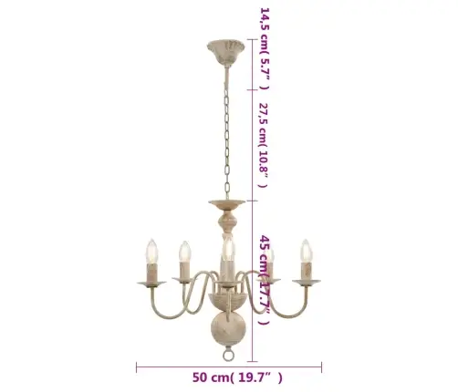 Lustra, Antīki Balta, 5 X E14 Spuldzes Vidaxl