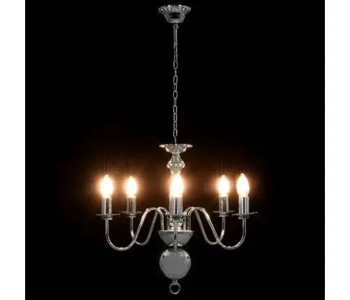 Lustra, Sudraba Krāsā, 5 X E14 Spuldzes Vidaxl