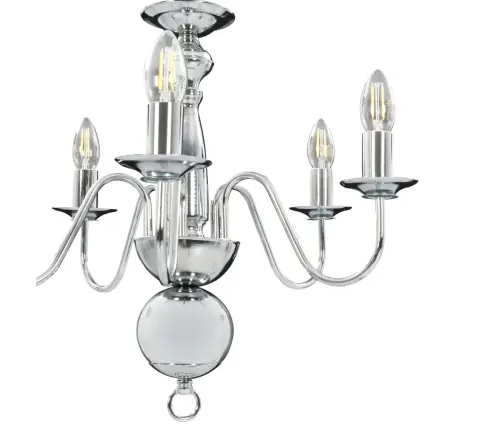 Lustra, Sudraba Krāsā, 5 X E14 Spuldzes Vidaxl