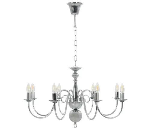 Lustra, Sudraba Krāsā, 8 X E14 Spuldzes Vidaxl