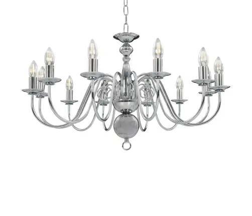 Lustra, Sudraba Krāsā, 12 X E14 Spuldzes Vidaxl