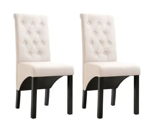 Valgomojo Kėdės, 2 Vnt., Kreminės Spalvos, Audinys Valgomojo Kėdės, 2 Vnt., Kreminės Spalvos, Audinys