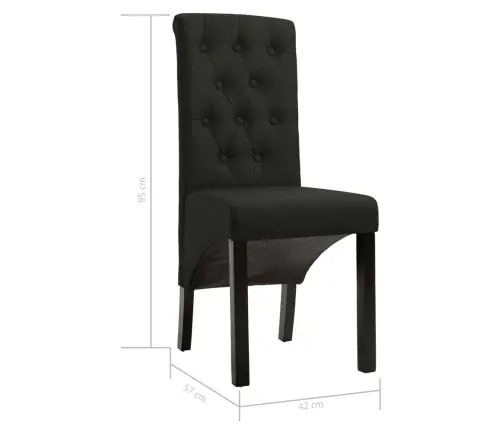 Virtuves Krēsli, 2 Gab., Melns Audums Vidaxl